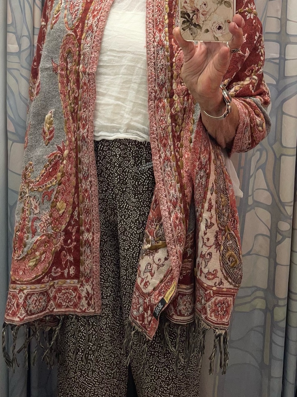 Windhorse Paisley Scarf Shawl Wrap Red 74" x 24.5" LIKE NEW